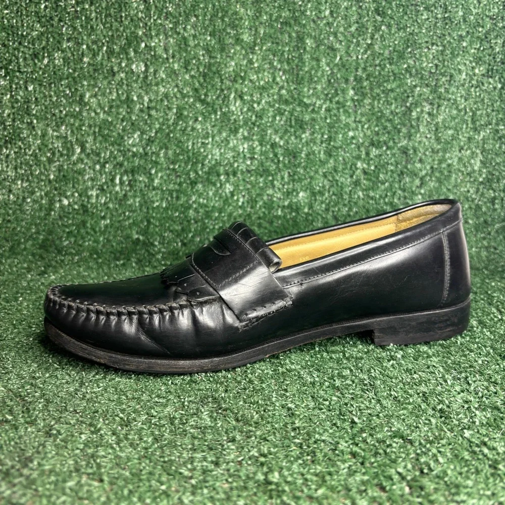 G.H. Bass Weejuns Kiltie Leather Classic Loafers Black Mens Shoes‎ Size 10.5 D